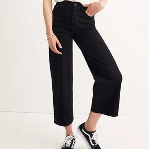 NEW NWT! MADEWELL SLIM WIDE-LEG CROP JEANS BLACK MAGIC POCKETS STRETCH sz 23